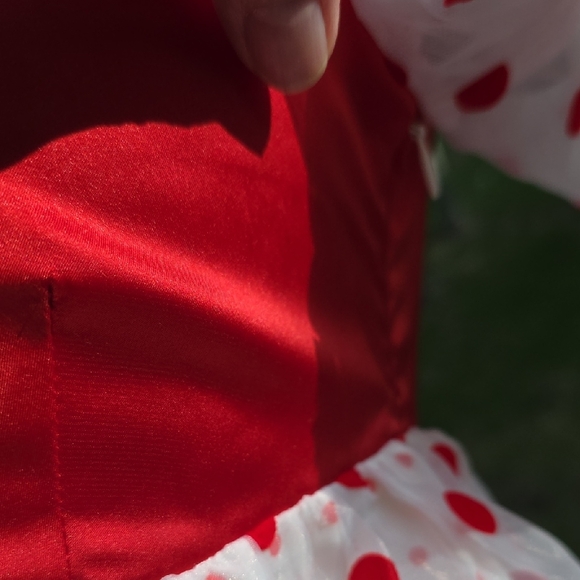 NEW FOR LOVE AND LEMONS RHODA RED POLKA-DOT MIDI DRESS SIZE S - Picture 8 of 12